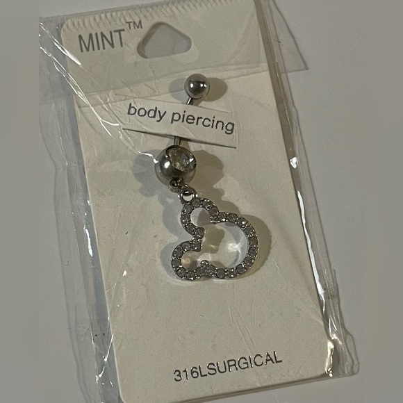 NWT MINT Silver Mickey Mouse Rhinestone Body Piercing Jewelry - Picture 2 of 2